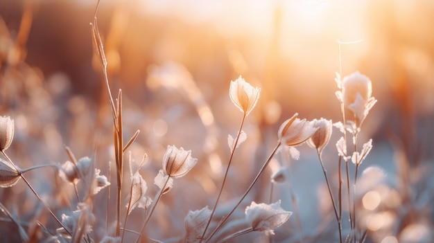 Fotografia aproximada de um lindo fundo de inverno gerado por IA