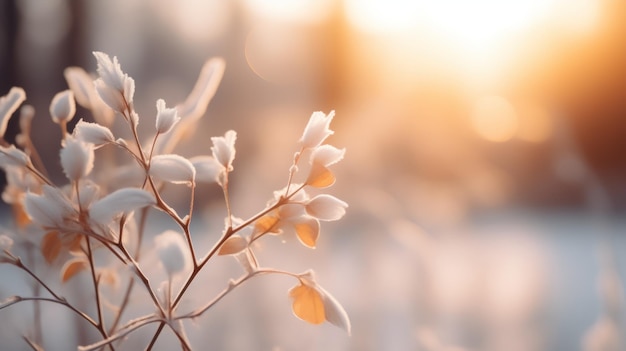 Fotografia aproximada de um lindo fundo de inverno gerado por IA