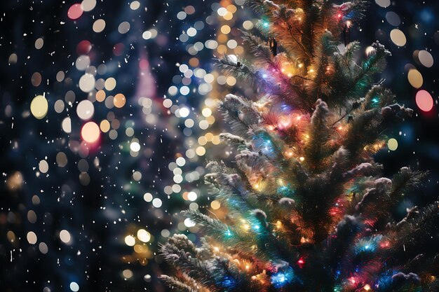 Fotografía del árbol de Navidad brillando