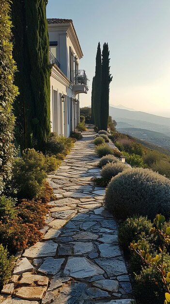 Fotografía arquitectónica de una entrada a una mansión de lujo en la Provenza