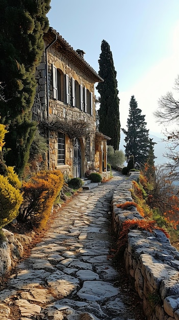 Foto fotografia arquitetônica de uma entrada para uma mansão de luxo na provença