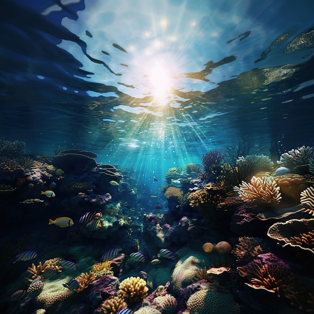 Fotografía del arrecife de vida acuática