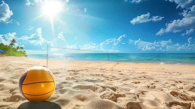 Foto fotografía auténtica de la acción de voleibol de playa en el calor del sol de verano