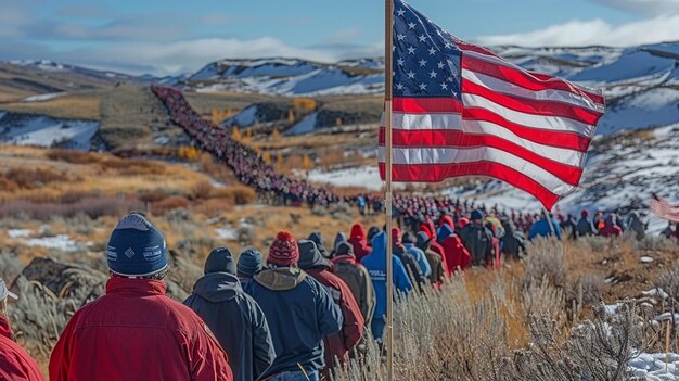 Foto una fotografía de la bandera de los estados unidos en el fondo