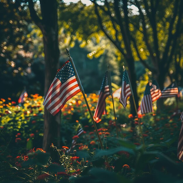 fotografía de las banderas de los Estados Unidos que representan el Día de la Independencia