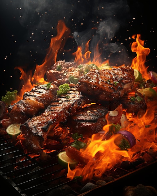 Fotografía de barbacoa en un restaurante de barbacoa de alta resolución