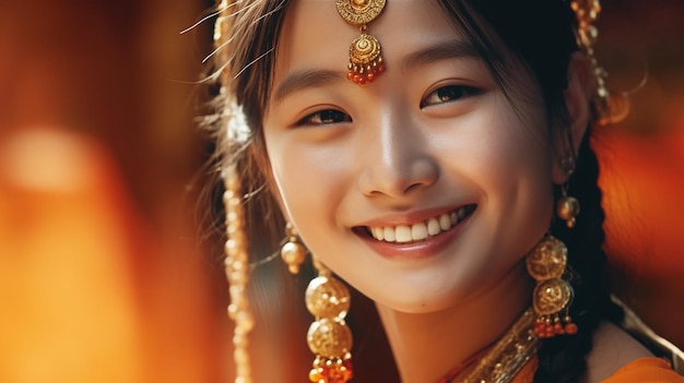Fotografía belleza asiática sonriente mujer bastante asiática para conceptos de belleza