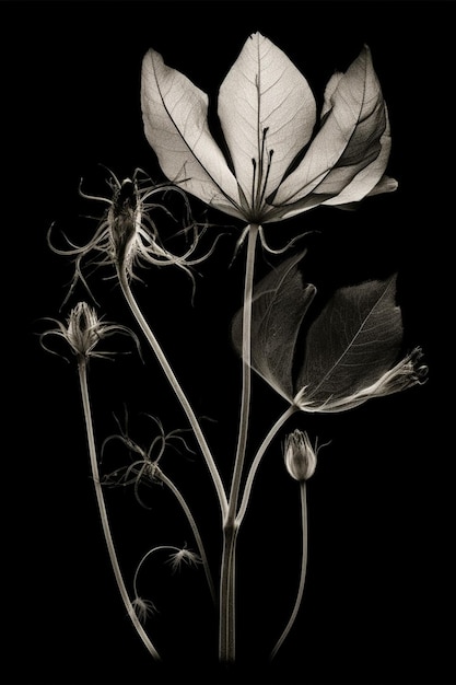 Una fotografía en blanco y negro de una flor con la palabra rosa.