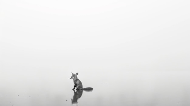 Una fotografía en blanco y negro de un zorro en la naturaleza