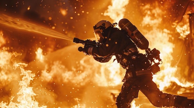 Fotografía de un bombero rescatador