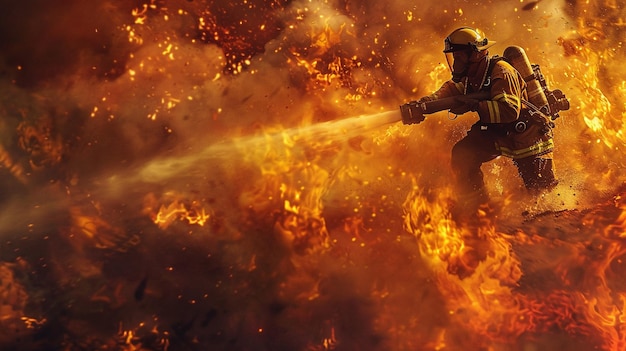 Fotografía de un bombero rescatador