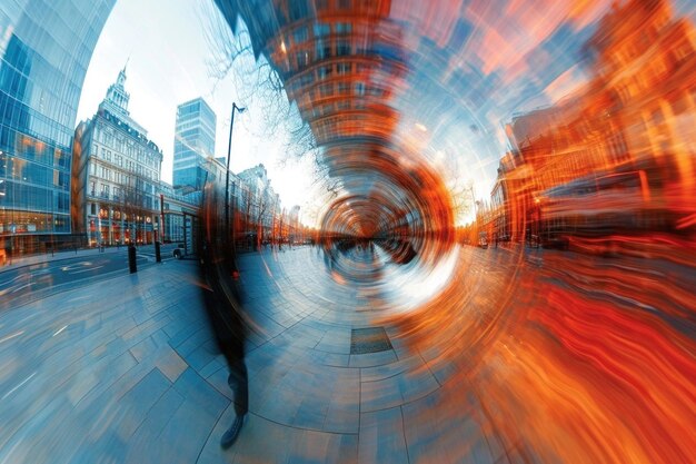 Fotografía borrosa de una persona caminando por una calle