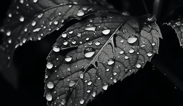 Fotografía de bosque negro y blanco en el estilo de gotas de agua