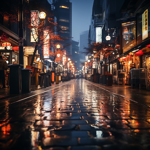 Una fotografía de una bulliciosa calle de la ciudad de tokio tomada con una larga exposición para capturar el movimiento