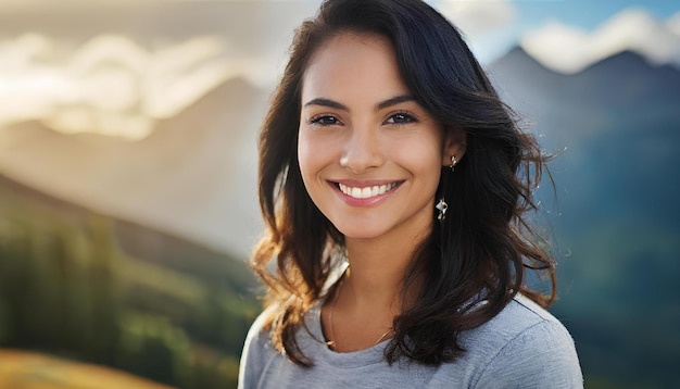 Foto fotografía de la cabeza de una mujer con cara sonriente