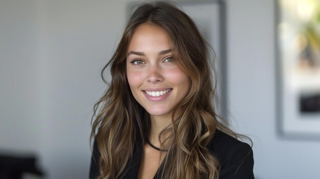 Foto fotografía de la cabeza de un tasador sonriente