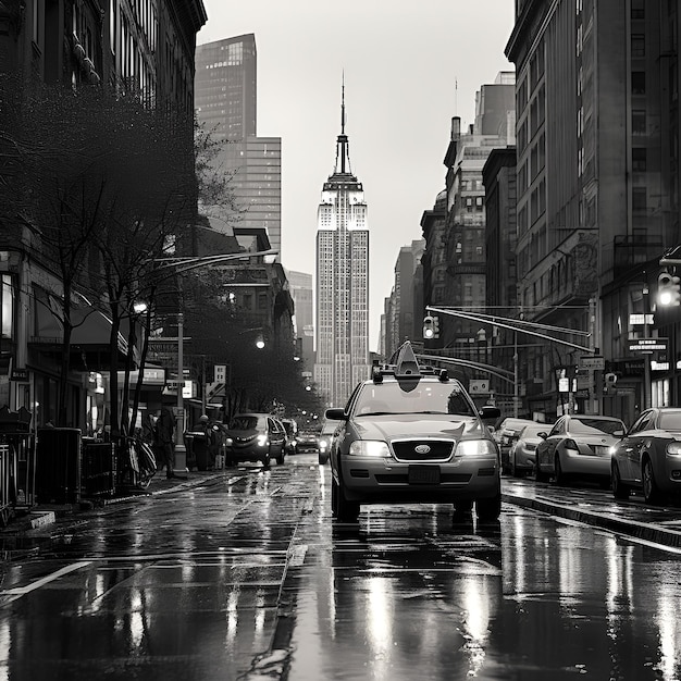 Una fotografía callejera en blanco y negro de una concurrida ciudad de Nueva York.