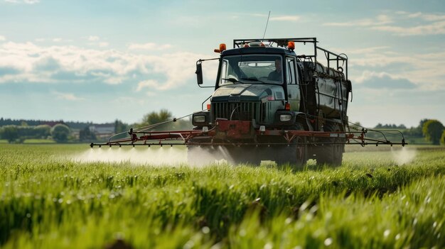 Foto fotografía de un camión equipado con un rociador de pesticidas