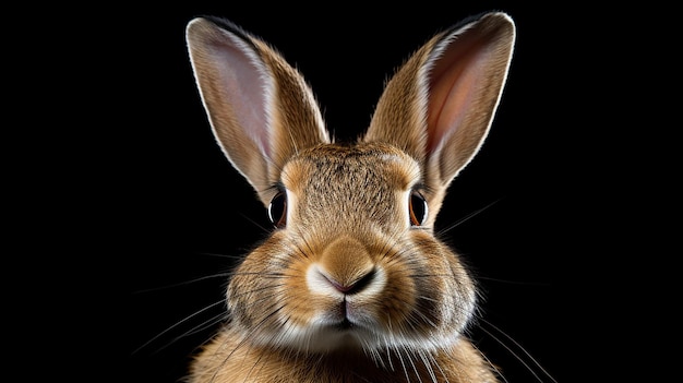 Fotografía de la cara de un conejo aislada en un fondo transparente