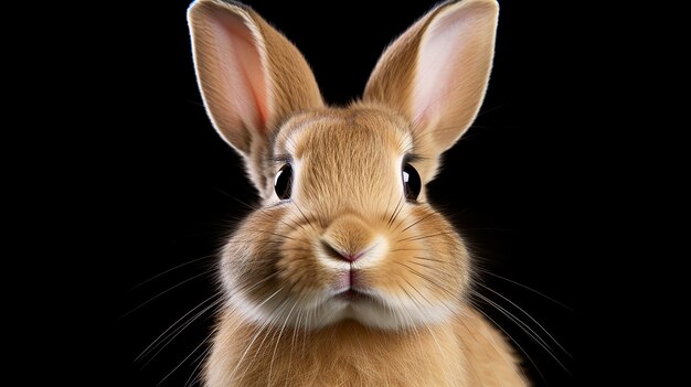 Fotografía de la cara de un conejo aislada en un fondo transparente