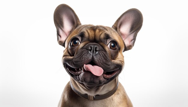 Foto fotografía de la cara feliz elevación de un perro alegre