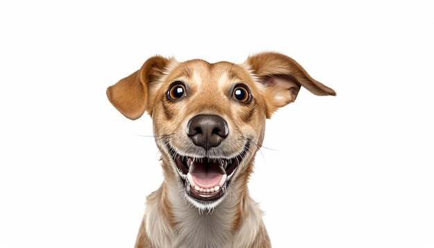 Fotografía de la cara feliz Elevación de un perro alegre