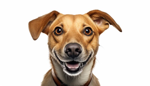 Fotografía de la cara feliz Elevación de un perro alegre