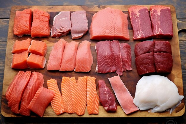 Fotografía de carne de pescado de la selección de la orilla del mar