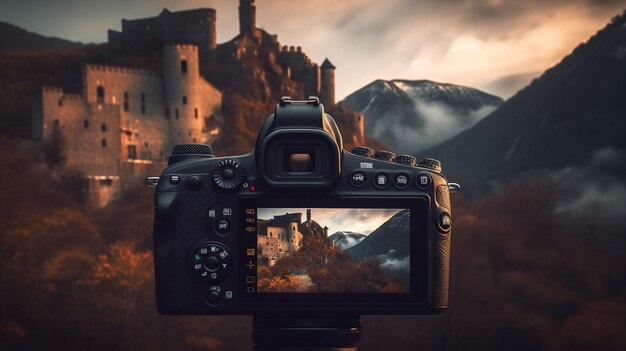 fotografía con un castillo