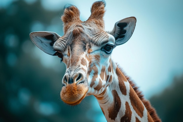 La fotografía de cerca captura las características elegantes de una jirafa