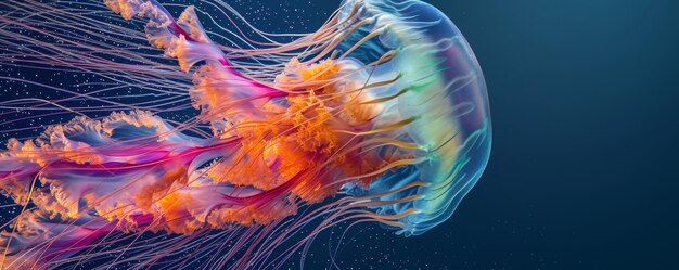 Fotografía de cerca de una medusa en el agua