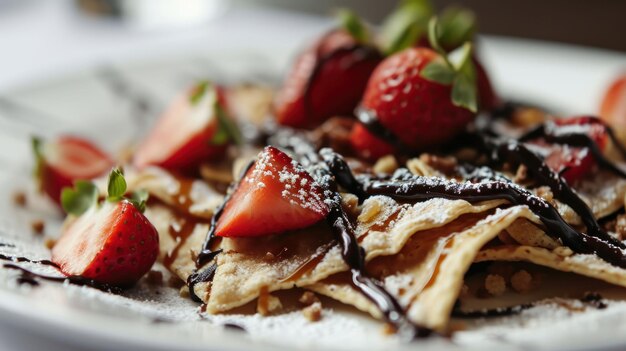 fotografía de cerca de Nachos de postre sobre un fondo blanco