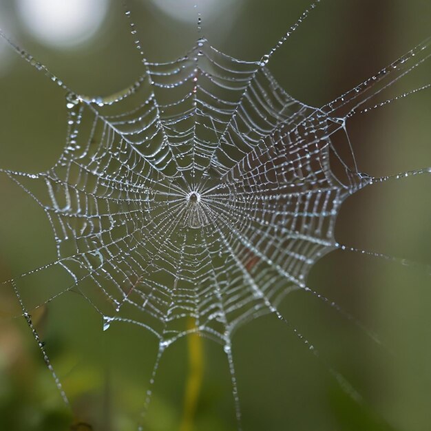 Foto una fotografía de cerca de la tela de araña