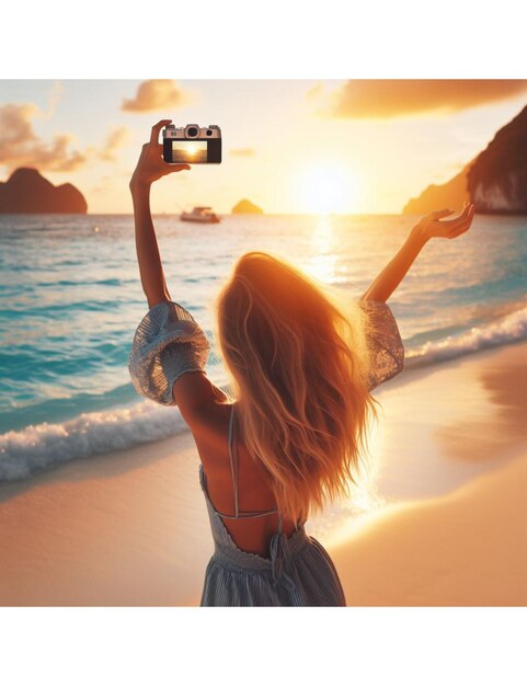 Una fotografía de una chica en una playa