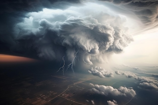 Fotografía del cielo del tornado desde la parte superior de la atmósfera