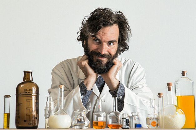 fotografía de un científico profesional en un laboratorio químico