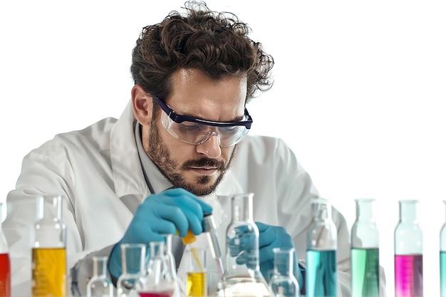 fotografía de un científico profesional en un laboratorio químico