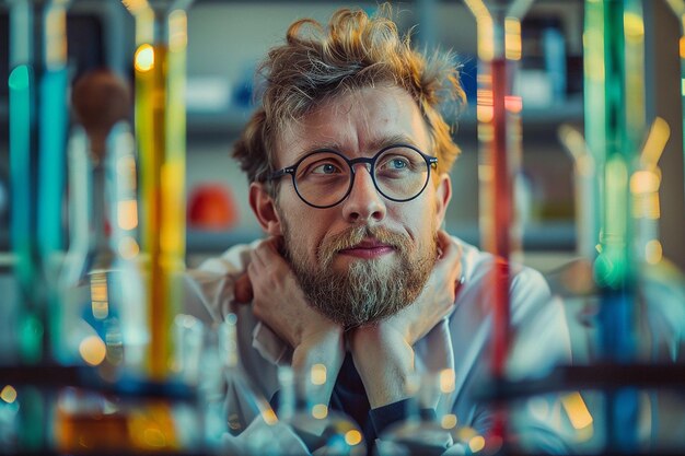 fotografía de un científico profesional en un laboratorio químico