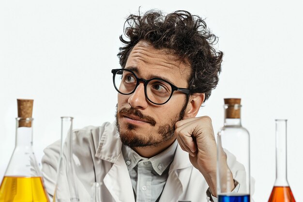 fotografía de un científico profesional en un laboratorio químico