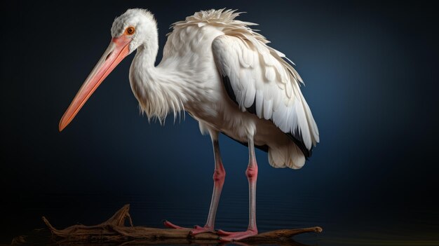 Fotografía de cigüeña manchada blanca Diseño detallado de personajes en naturaleza muerta de inspiración barroca