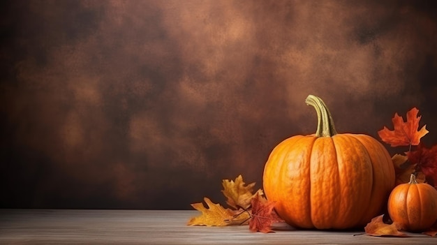 Fotografía cinematográfica de calabaza con espacio de copia generado por IA