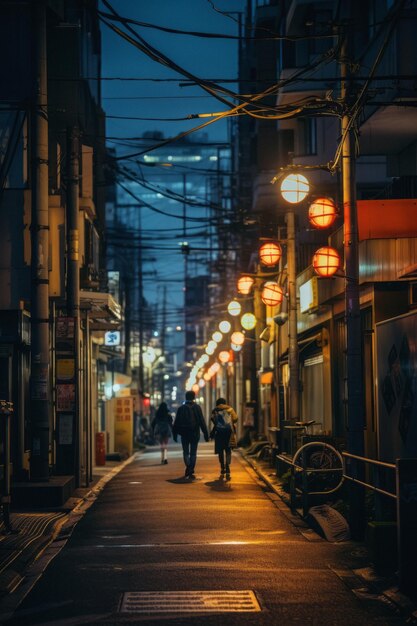 Foto fotografía de una ciudad nocturna en japón