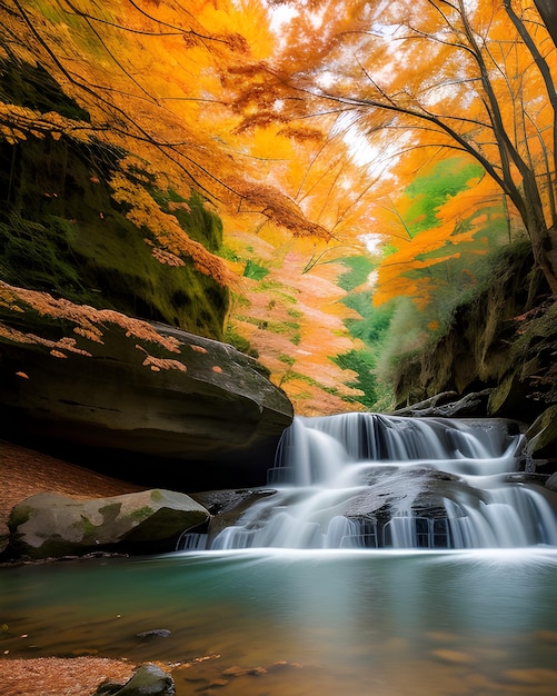 Fotografia colorida de cachoeira