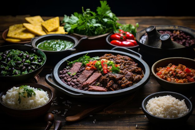 Fotografia colorida de comida de feijoada