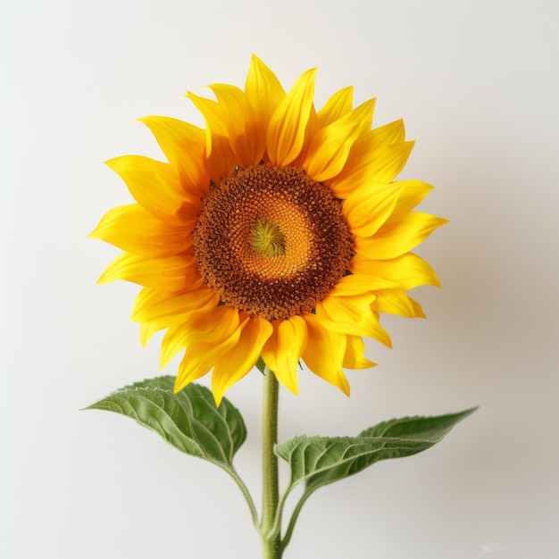 Fotografía comercial de girasoles realistas sobre mesa blanca