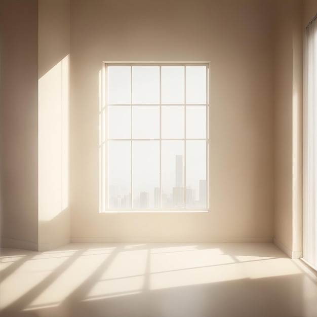 Fotografia comercial mínima espaço vazio fundo bege com iluminação matinal e sombra