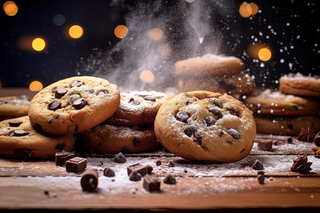 Fotografía de comida deliciosas galletas de chocolate buiscuit Generative ai