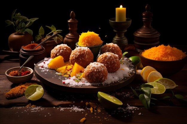 Fotografía de comida de deliciosos bocados de acaraje.