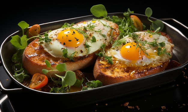 Fotografía de comida ganadora de un premio de una tostada con huevos