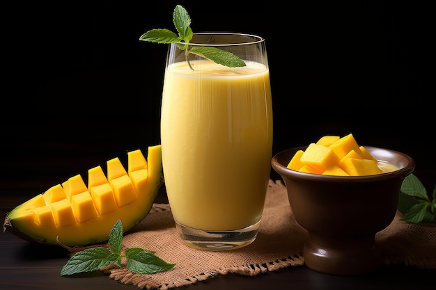 Fotografía de comida india de mango lassi